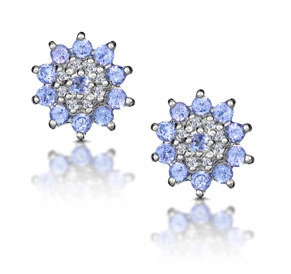 Tanzanite 0.52CT And Diamond 9K White Gold Earrings